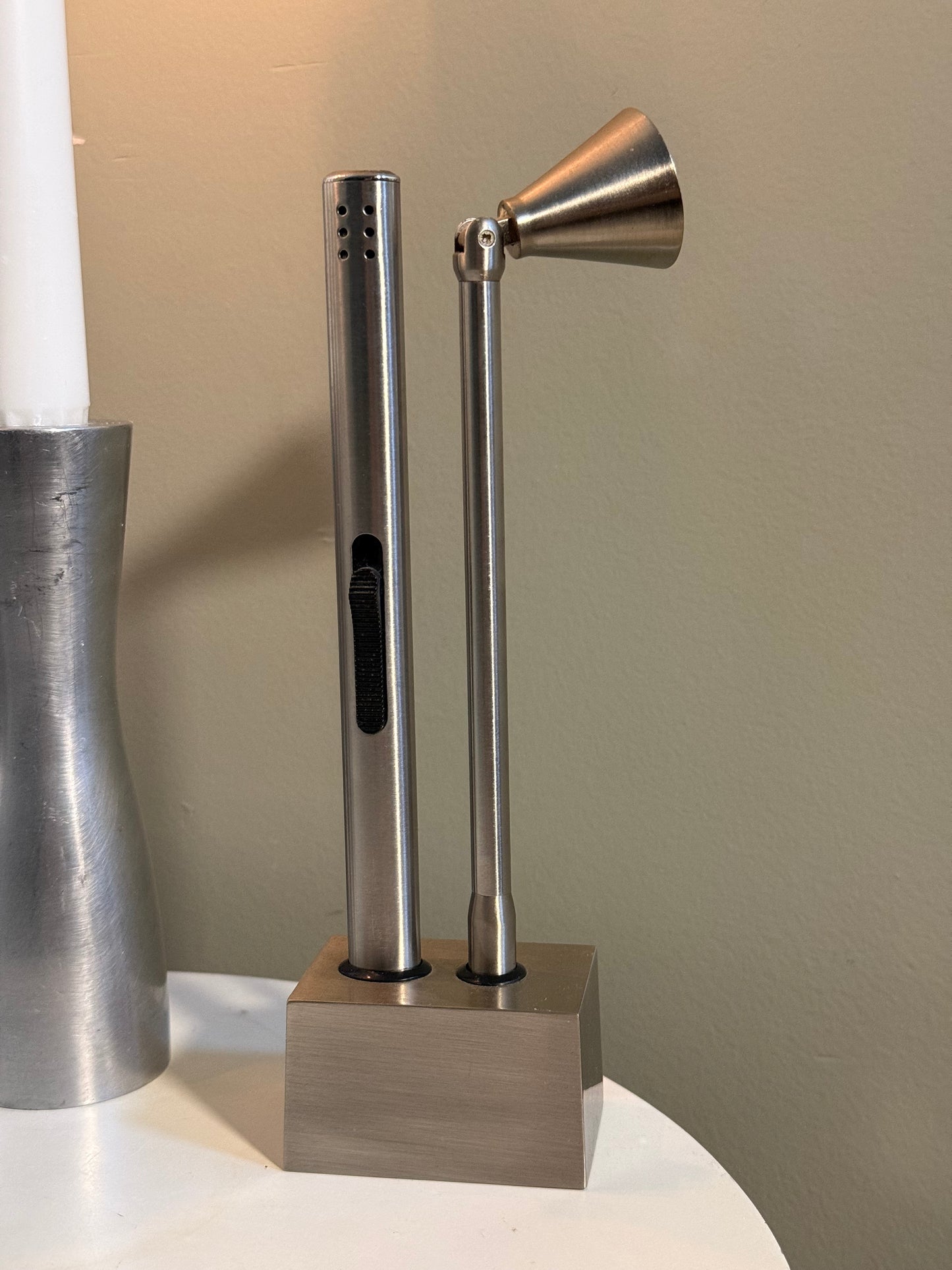Brushed Steel Candle Tool Set Lighter & Snuffer Duo
