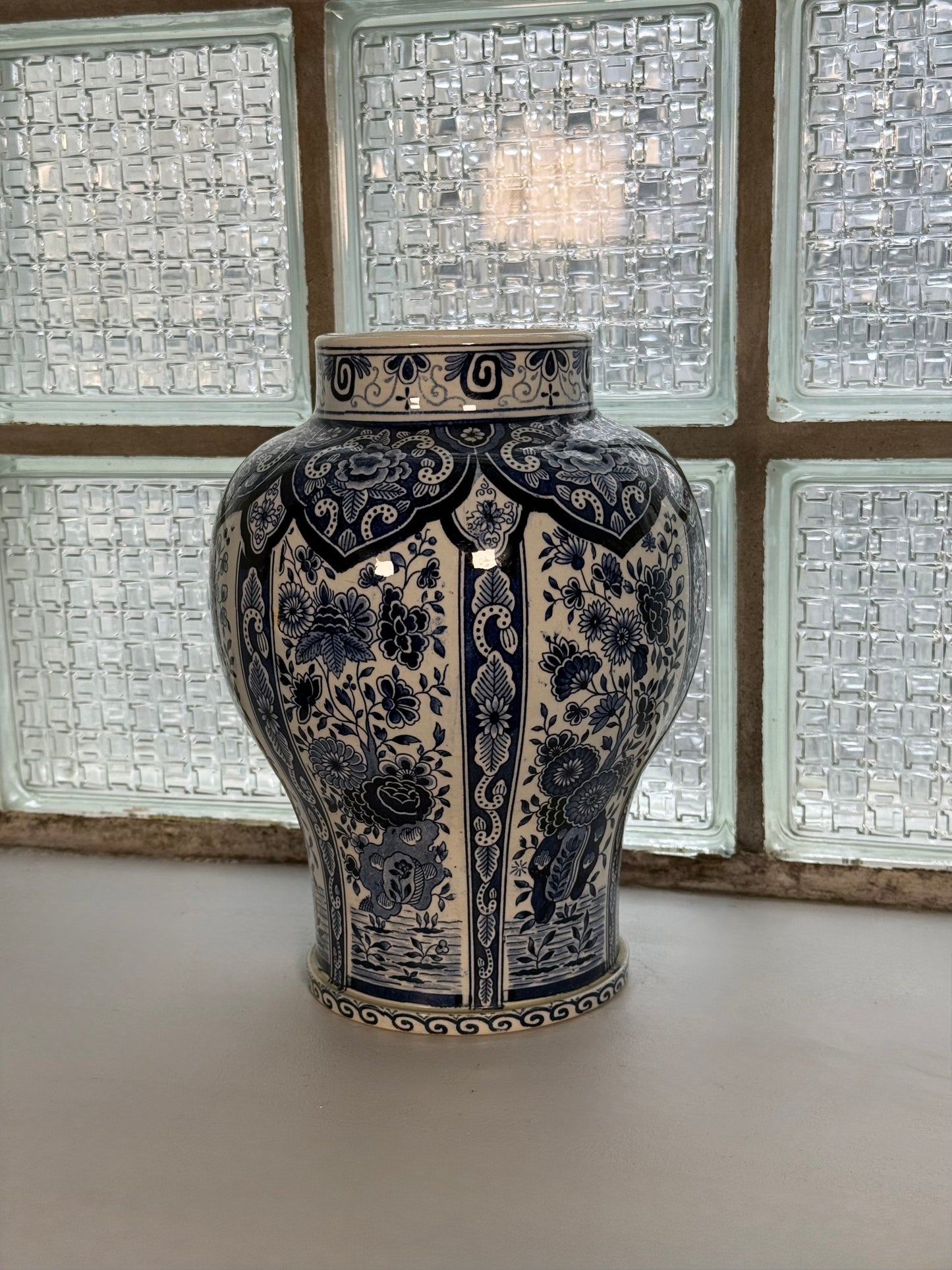 Blue White Delft Vase Floral Panels