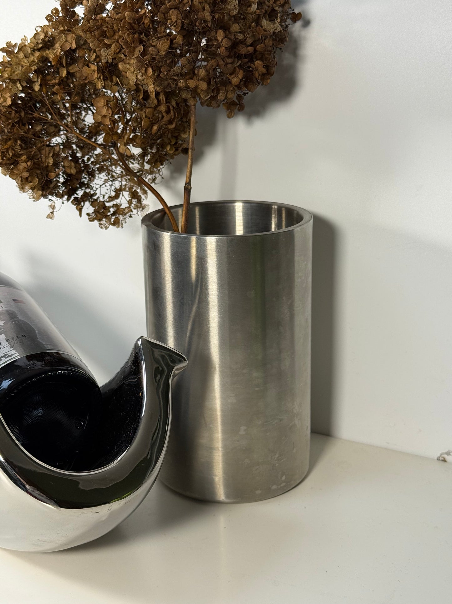 Brushed Steel Cylinder Vase