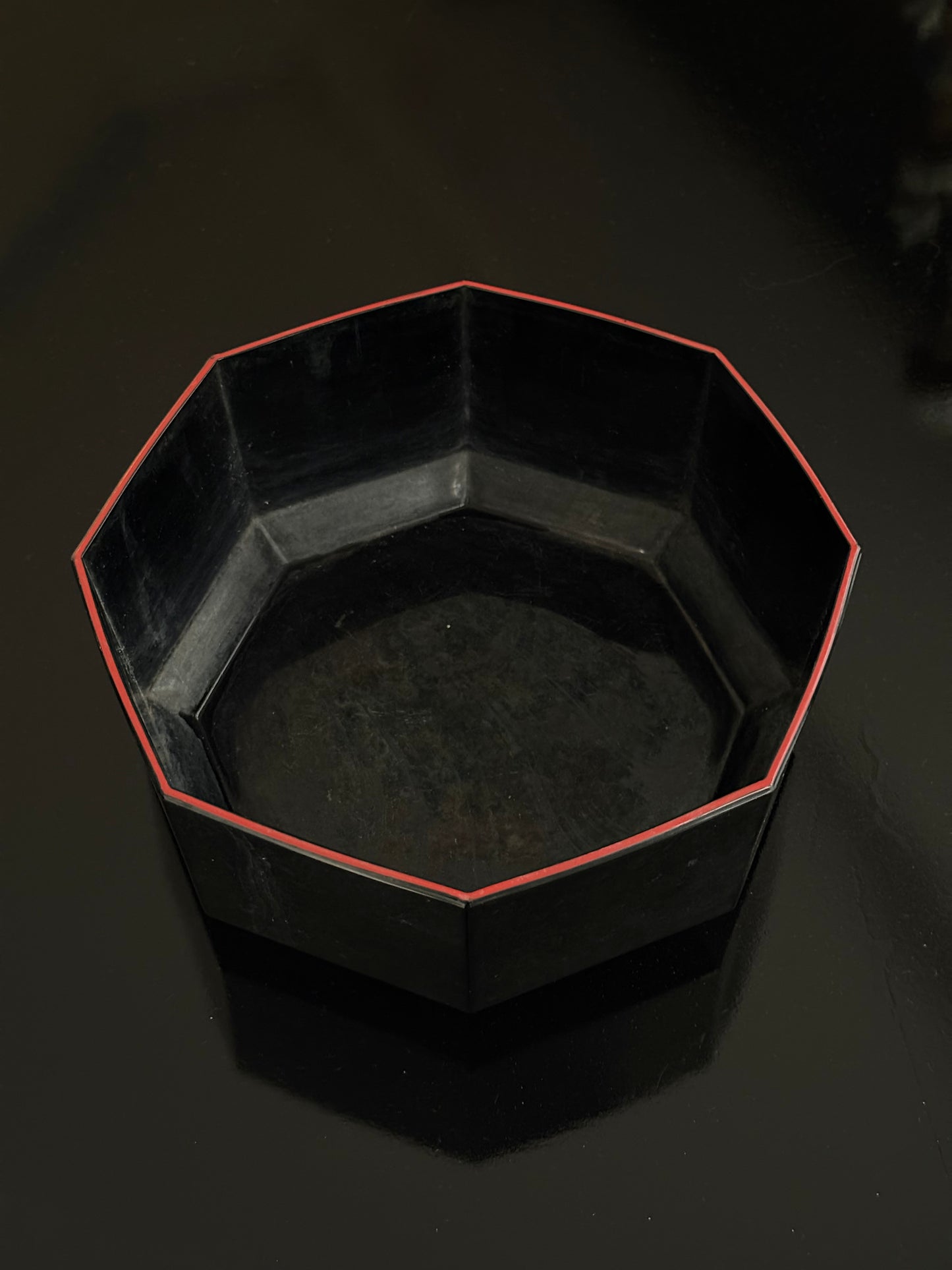 Black Arcoroc Tray Octagonal with Red Line