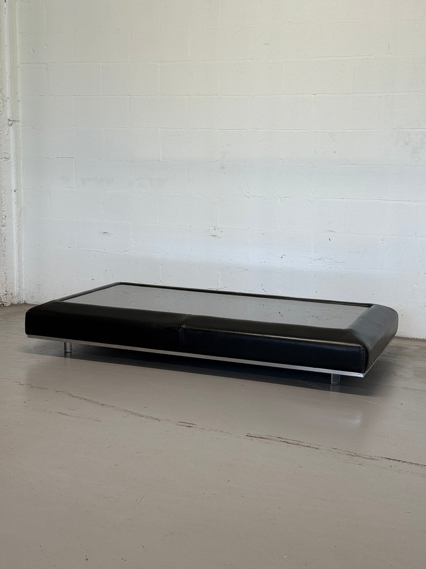 Large Vintage Leather-Wrapped Coffee Table