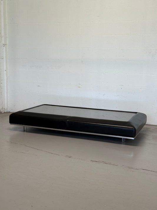 Large Vintage Leather-Wrapped Coffee Table