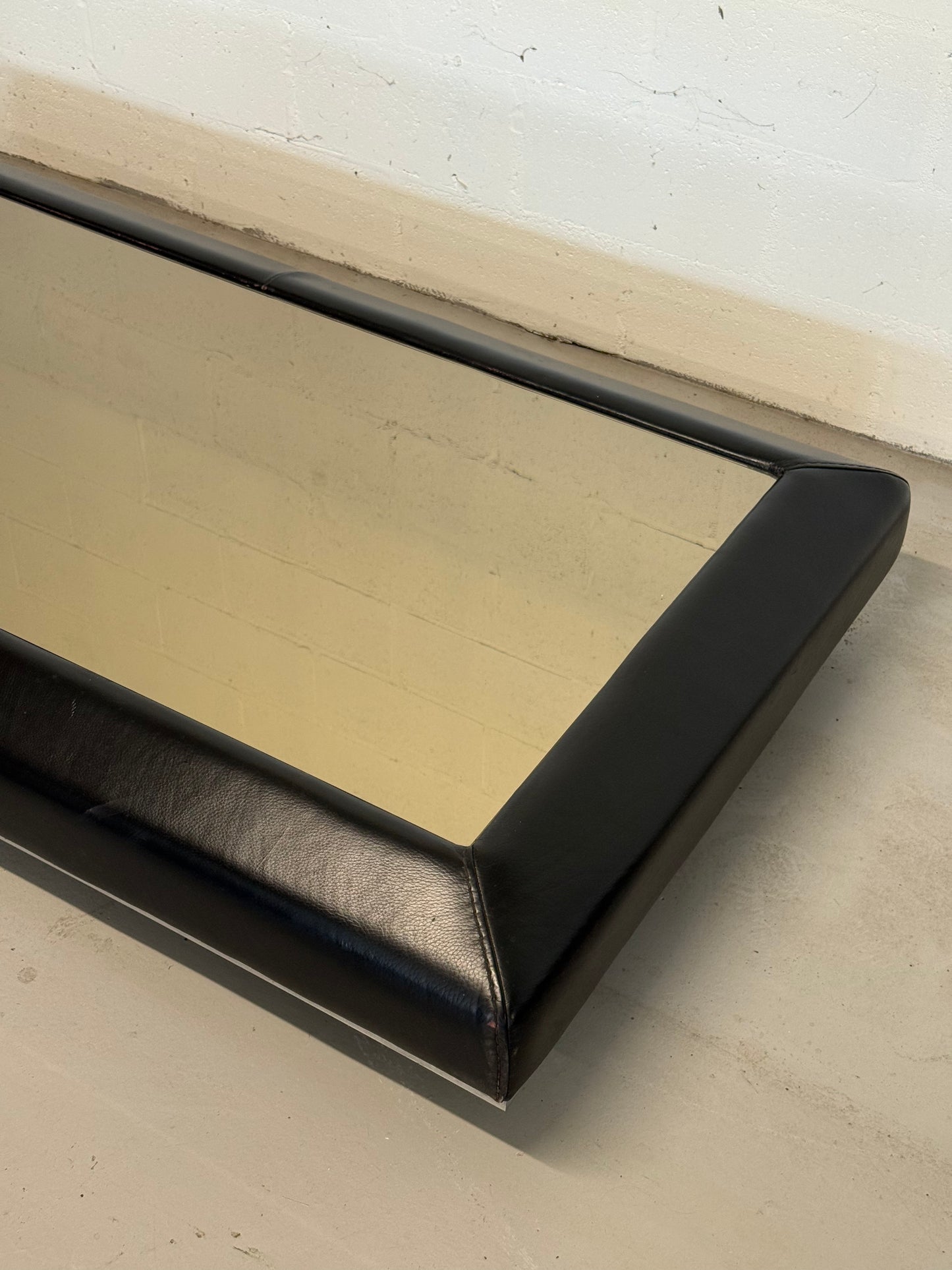 Large Vintage Leather-Wrapped Coffee Table