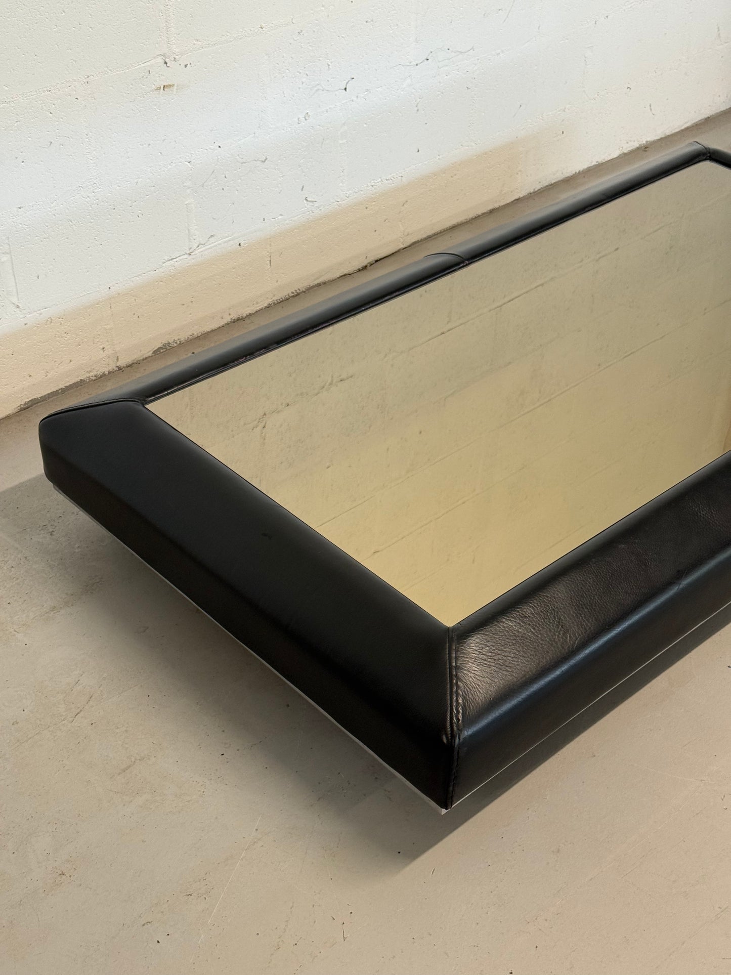 Large Vintage Leather-Wrapped Coffee Table