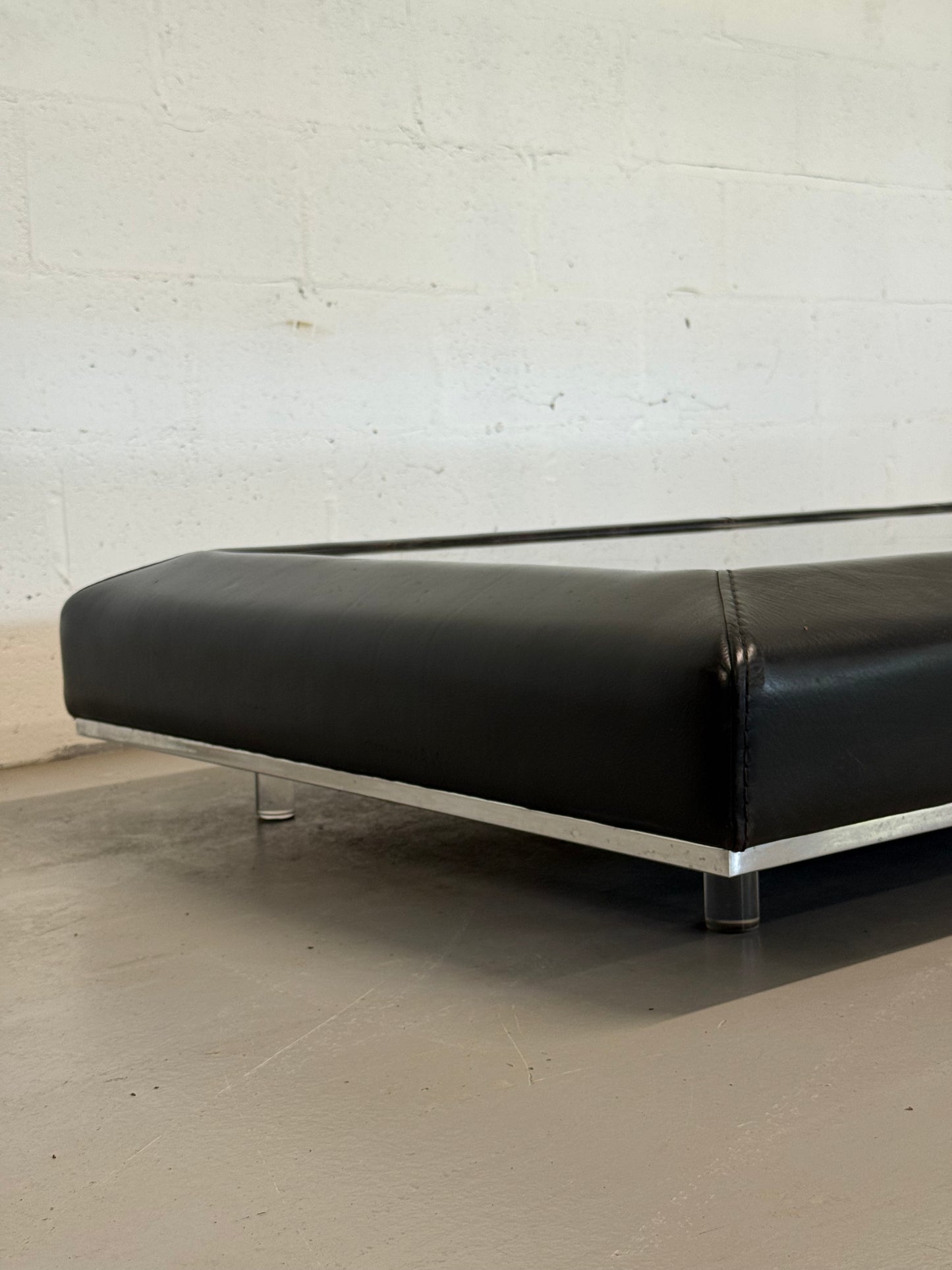 Large Vintage Leather-Wrapped Coffee Table