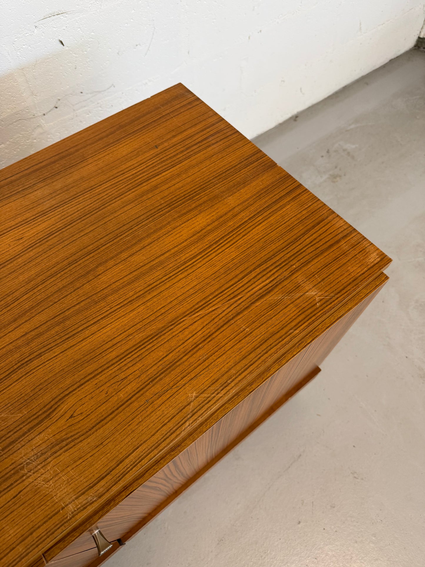 Vintage Teak Veneer Credenza Mid-Century Sideboard