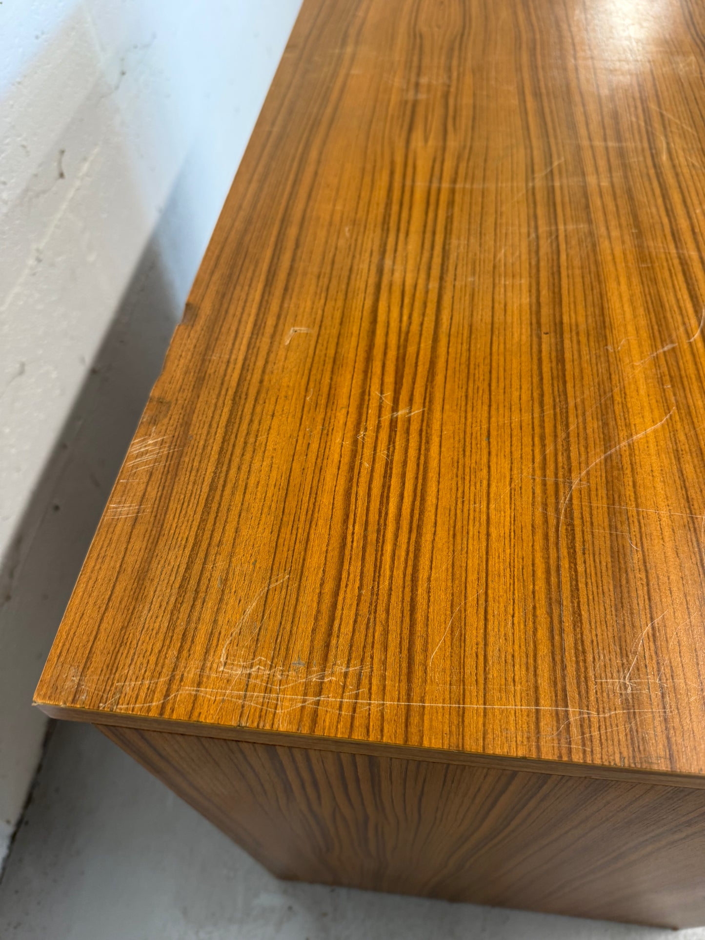 Vintage Teak Veneer Credenza Mid-Century Sideboard