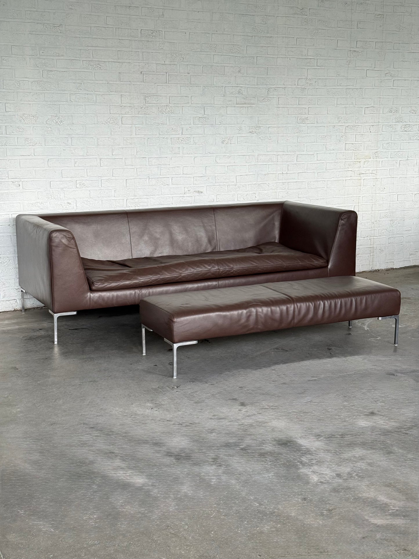 leather sofa by B&B Italia & Bench Set