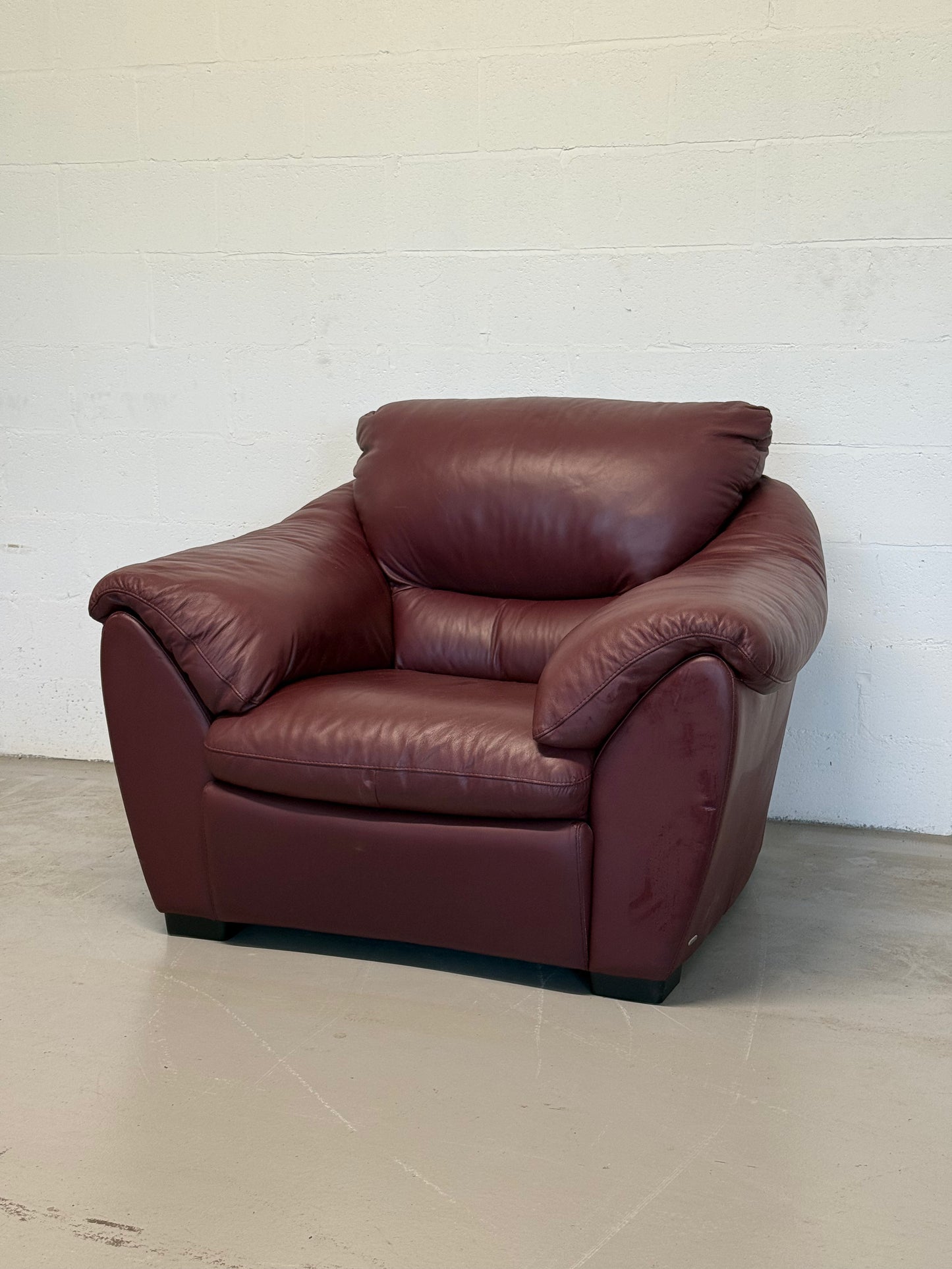 Natuzzi Burgundy Leather Armchair