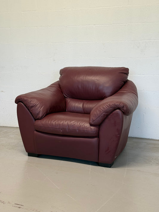 Natuzzi Burgundy Leather Armchair