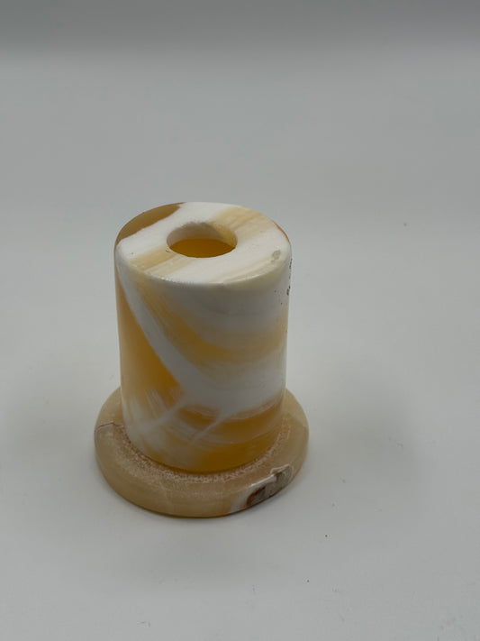 Vintage Carved Onyx Candle Holder with Matching Base