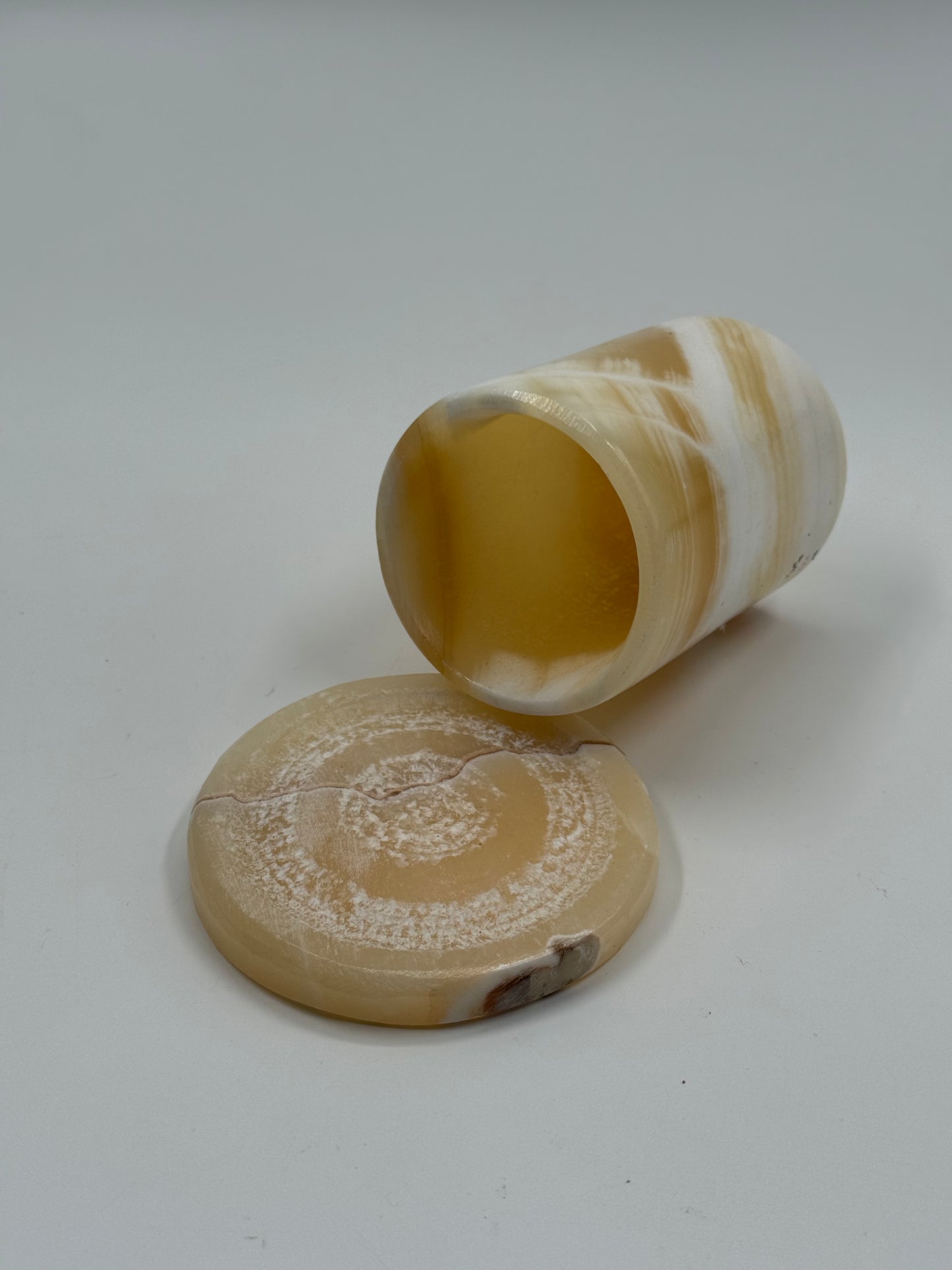 Vintage Carved Onyx Candle Holder with Matching Base