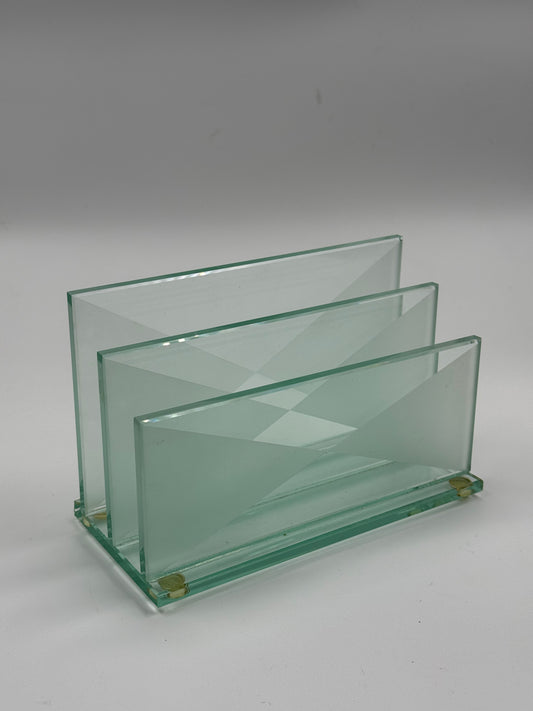 Vintage Geometric Glass Letter Holder
