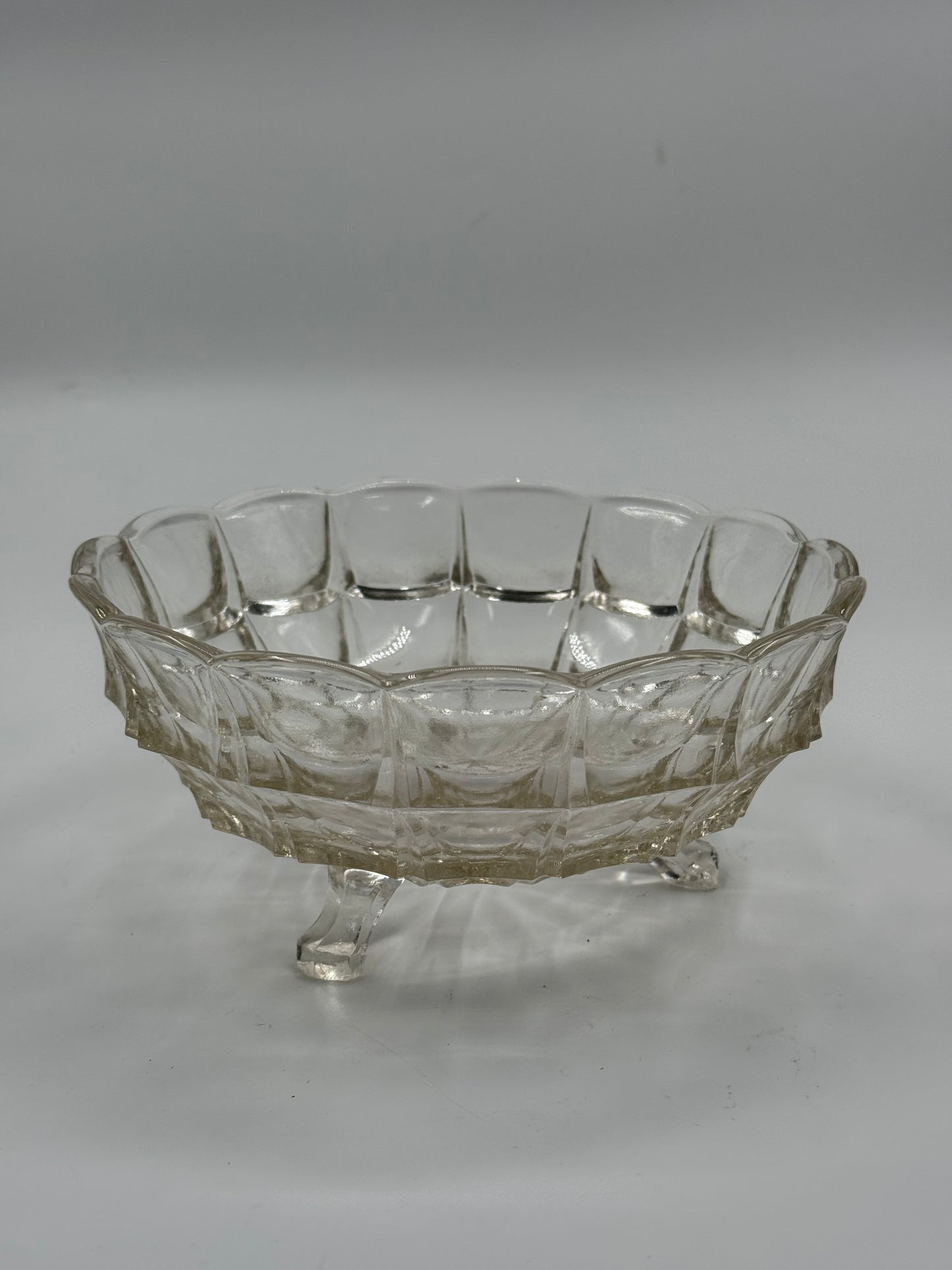 Vintage Sculptural Pressed Glass Centerpiece Bowl