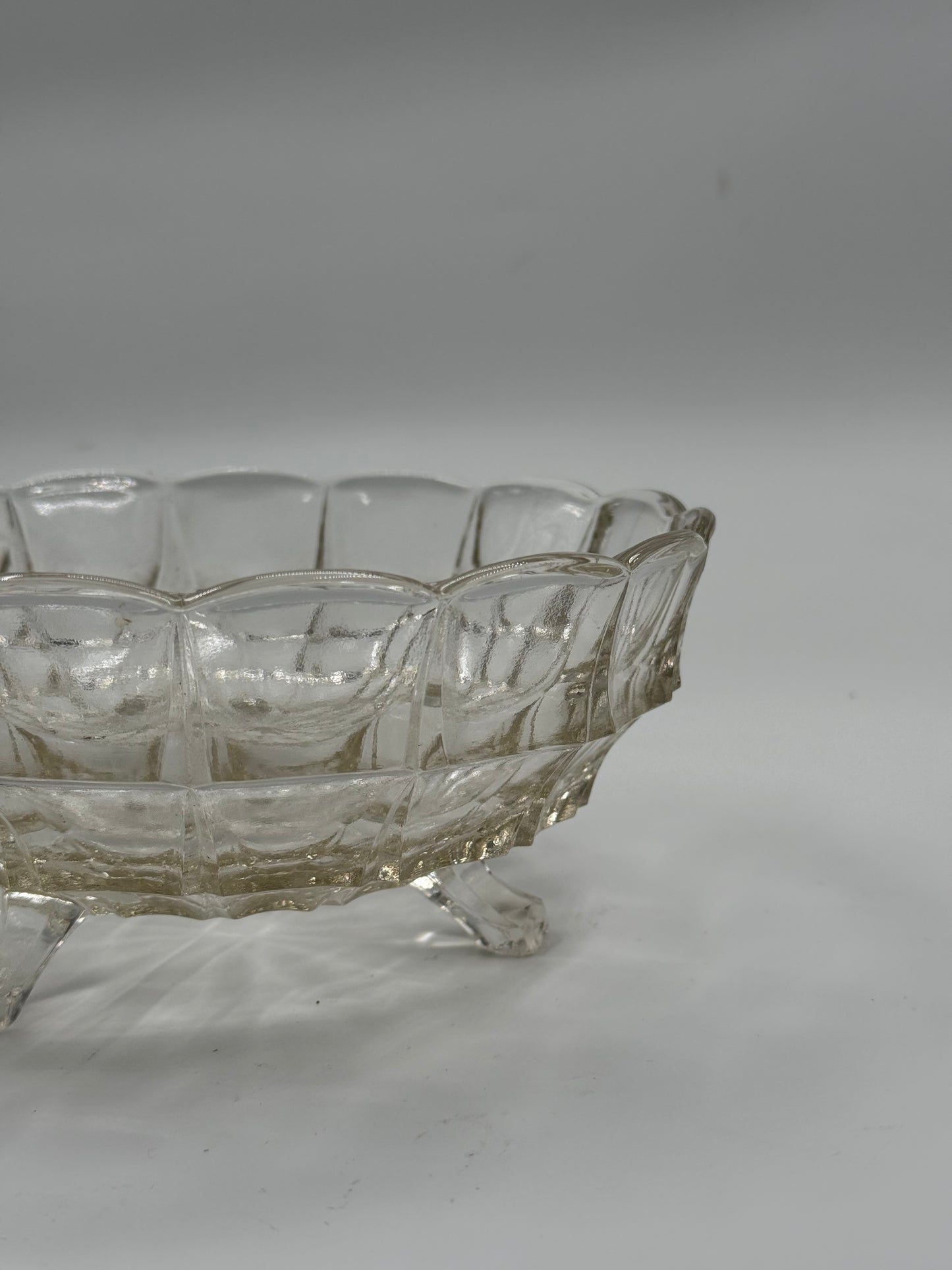 Vintage Sculptural Pressed Glass Centerpiece Bowl
