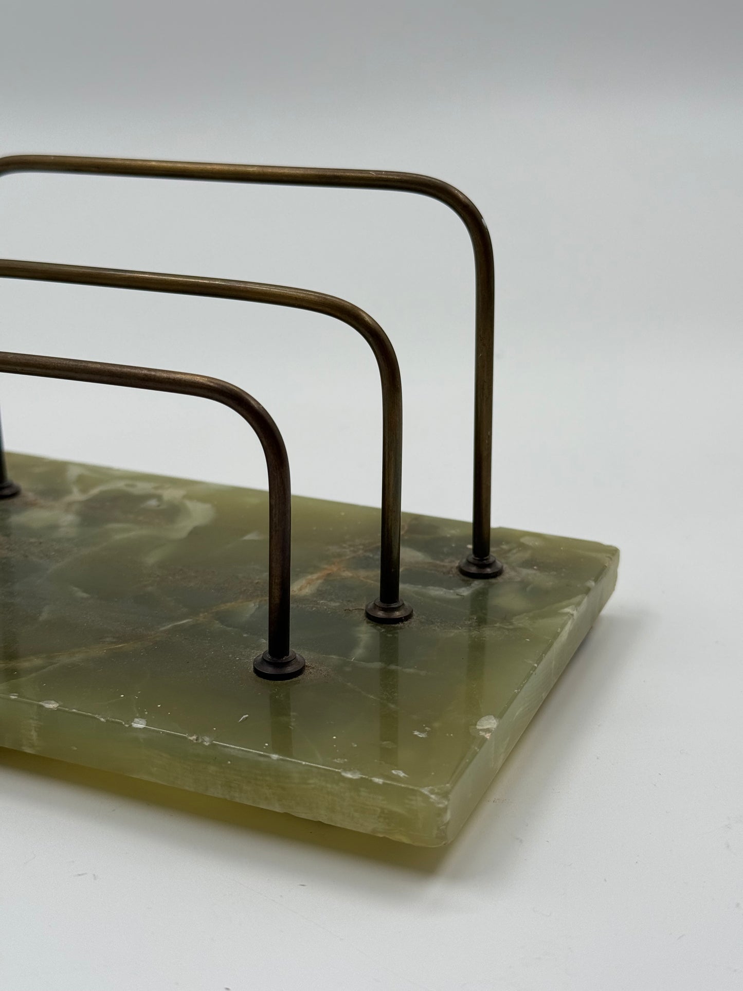 Vintage Onyx & Metal Desk Letter Holder