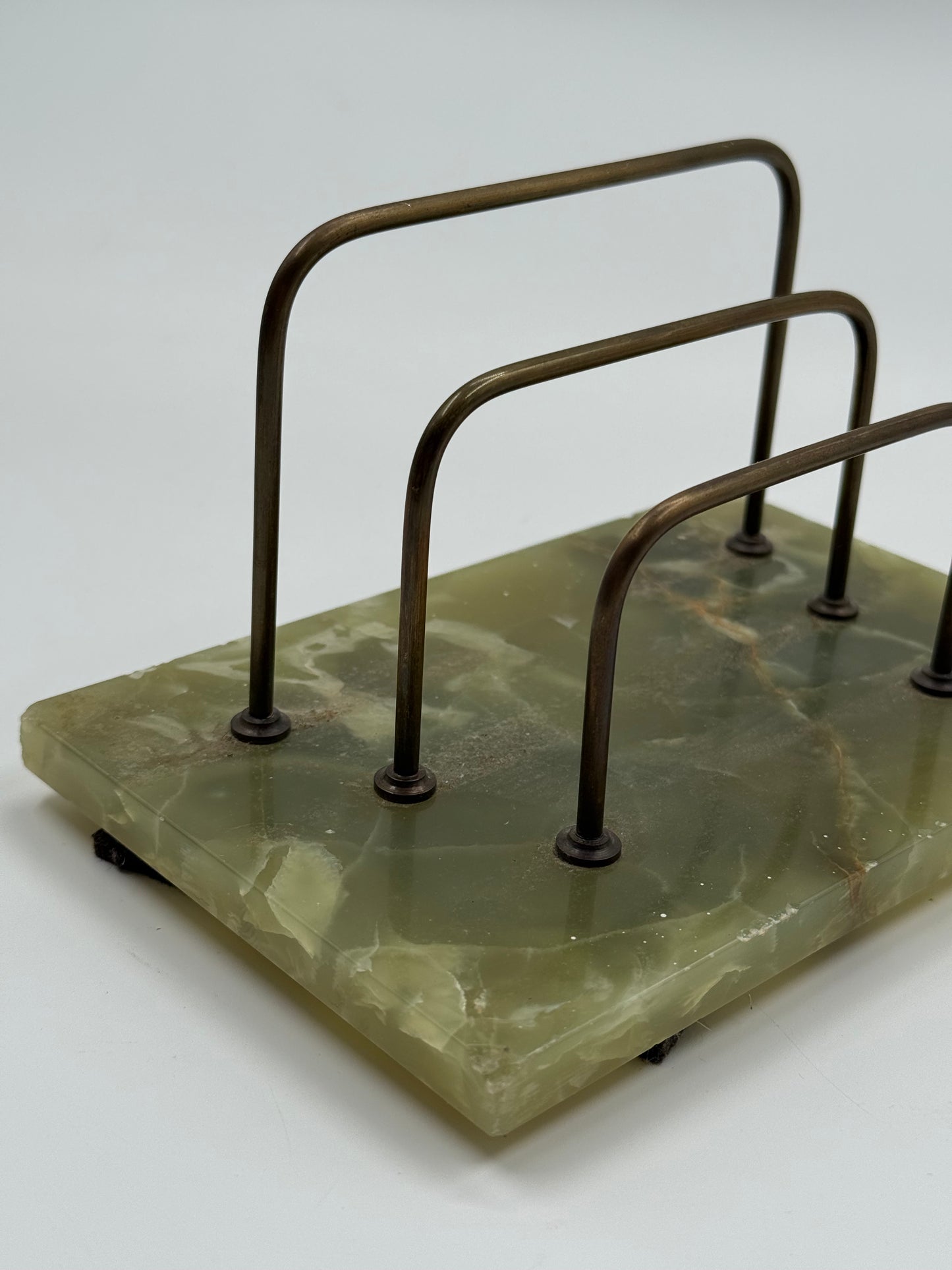 Vintage Onyx & Metal Desk Letter Holder