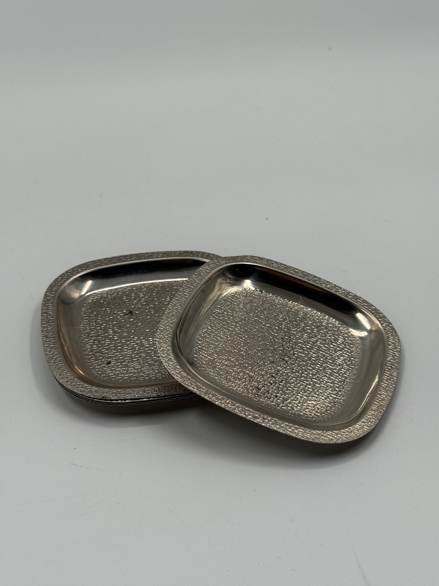 Set of 5 Vintage Stainless Steel Drink Coasters