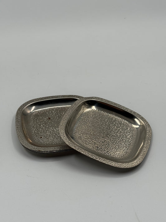 Set of 5 Vintage Stainless Steel Drink Coasters