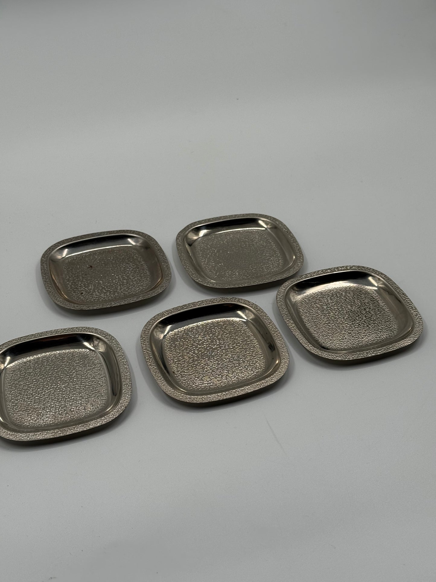 Set of 5 Vintage Stainless Steel Drink Coasters