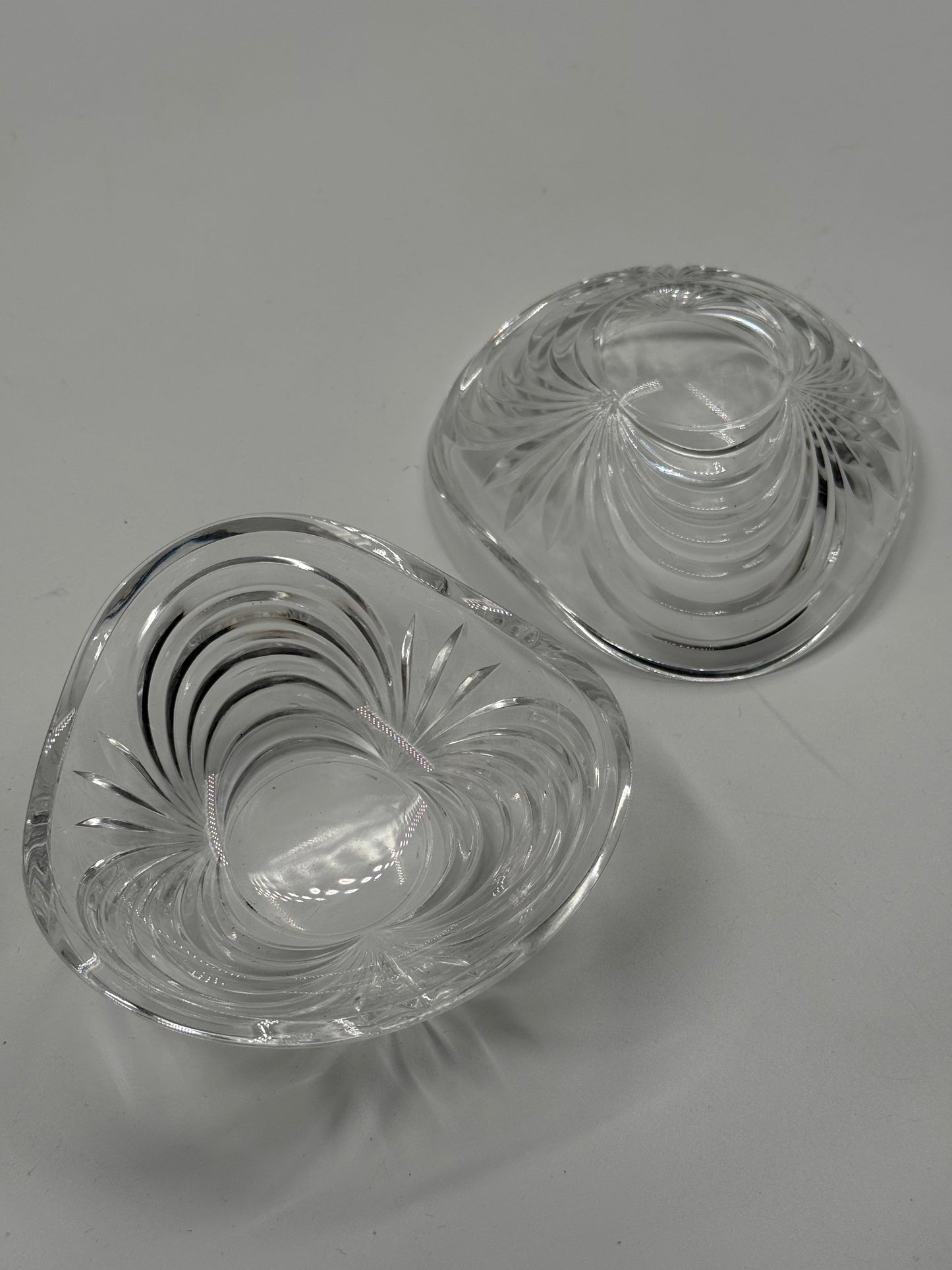 Set of 2 small Vintage Cut Crystal Catchall Dishes