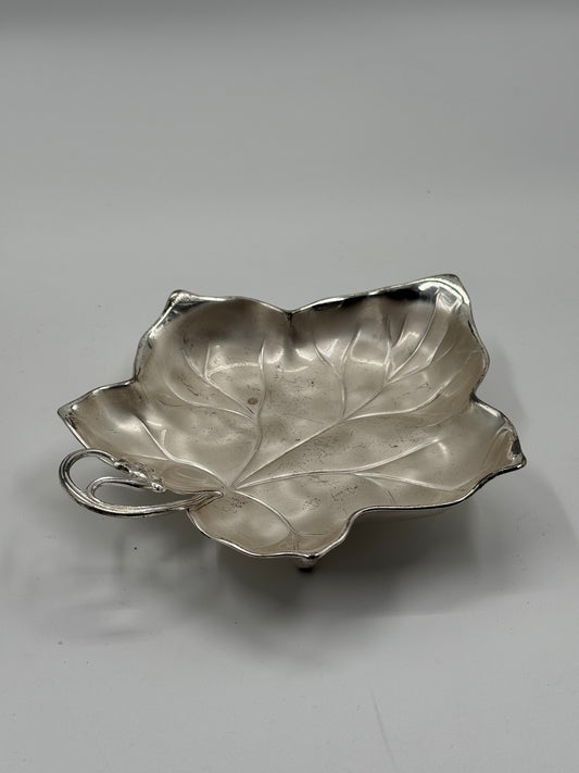 Vintage Silver-Plated Sculptural Leaf Dish