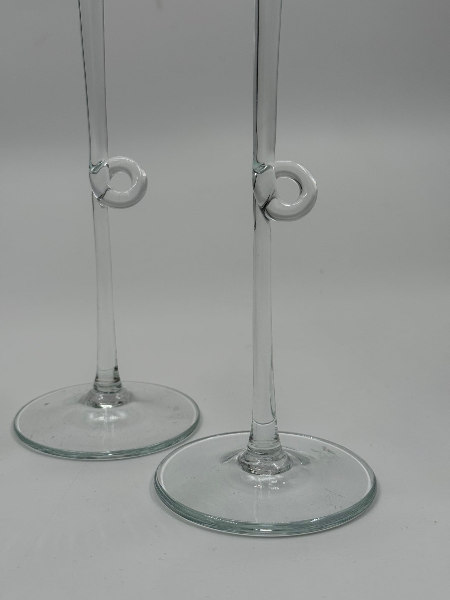 Pair of Sculptural Crystal Stem Glasses