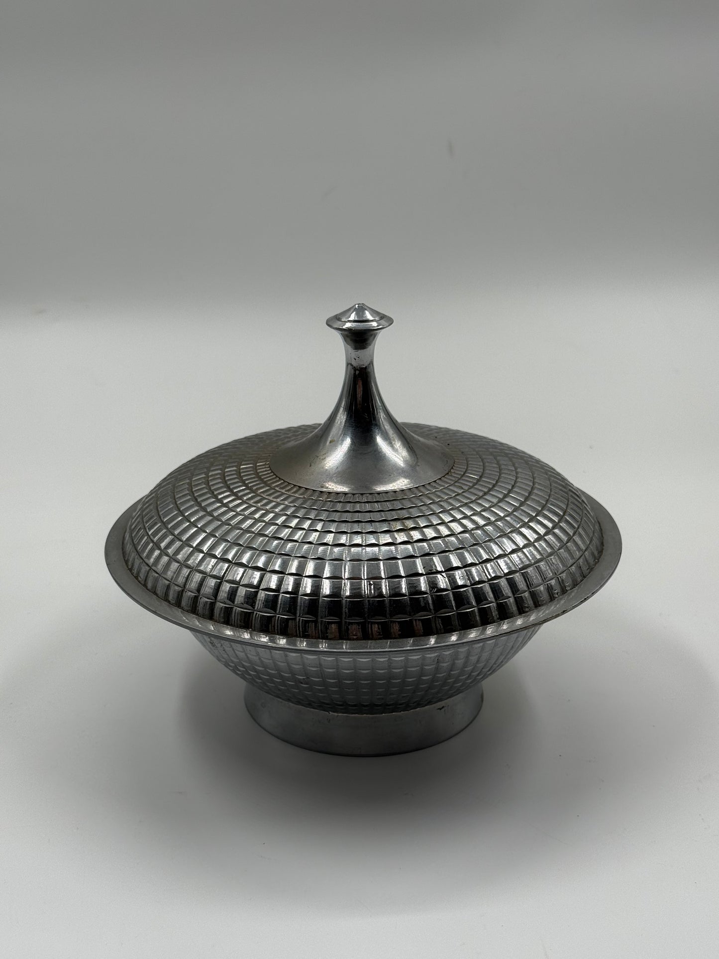 Sculptural Brutalist Steel Bowl with Lid
