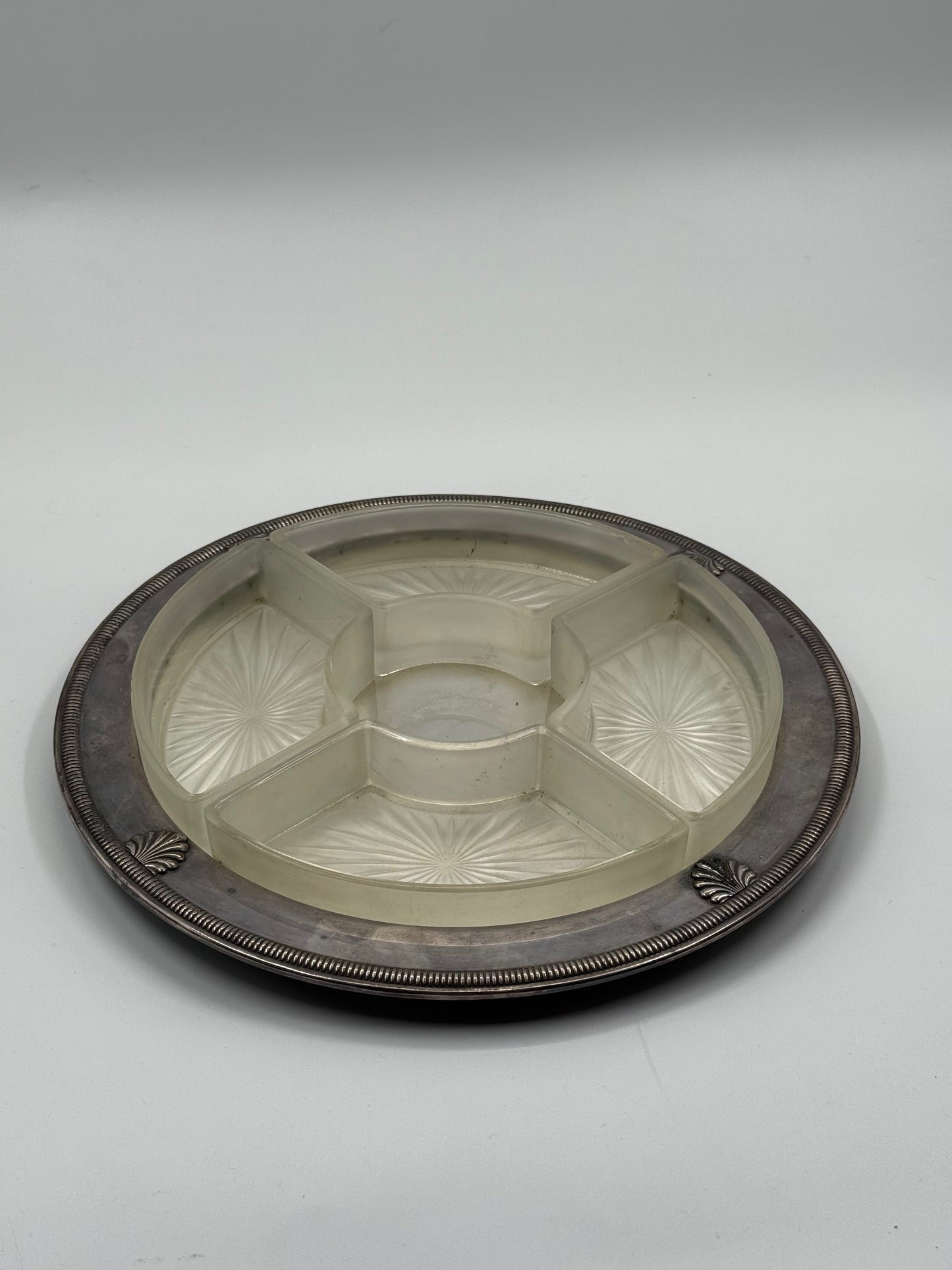 Vintage Argit Modular Silver-Plated Serving Tray with Glass Compartments