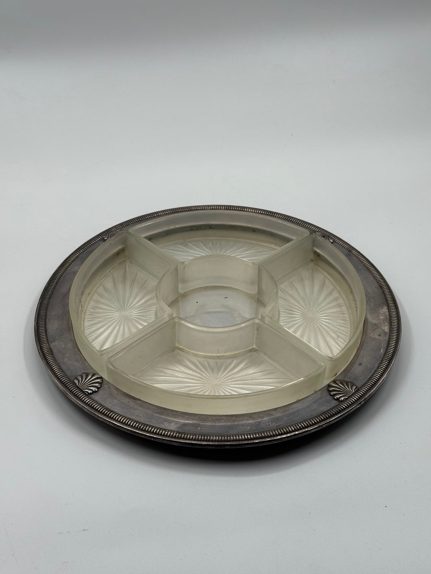Vintage Argit Modular Silver-Plated Serving Tray with Glass Compartments