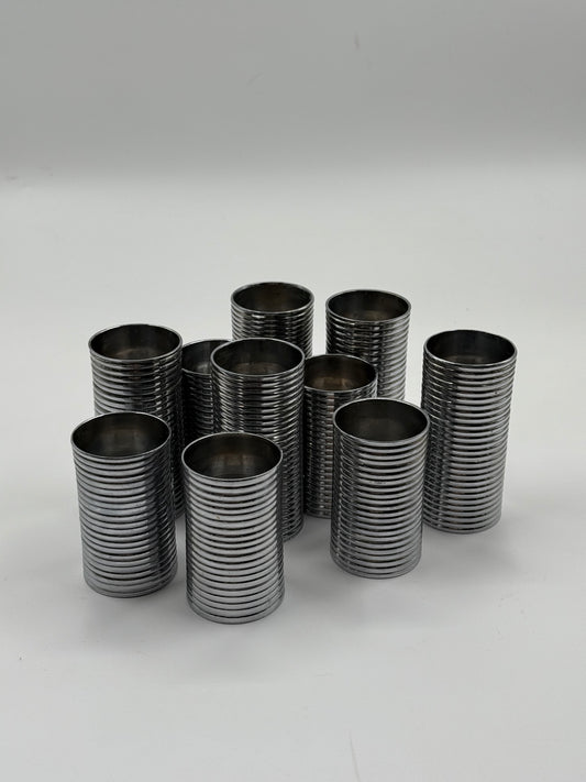 Set of 10 Vintage Space-Age Stainless Steel Modular Candle Holders