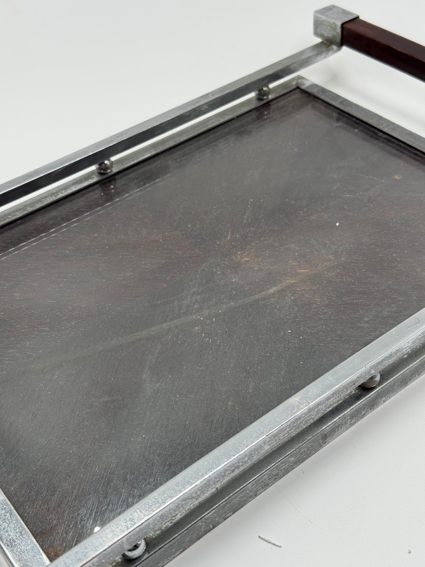 Modernist Wooden & Metal Serving Tray