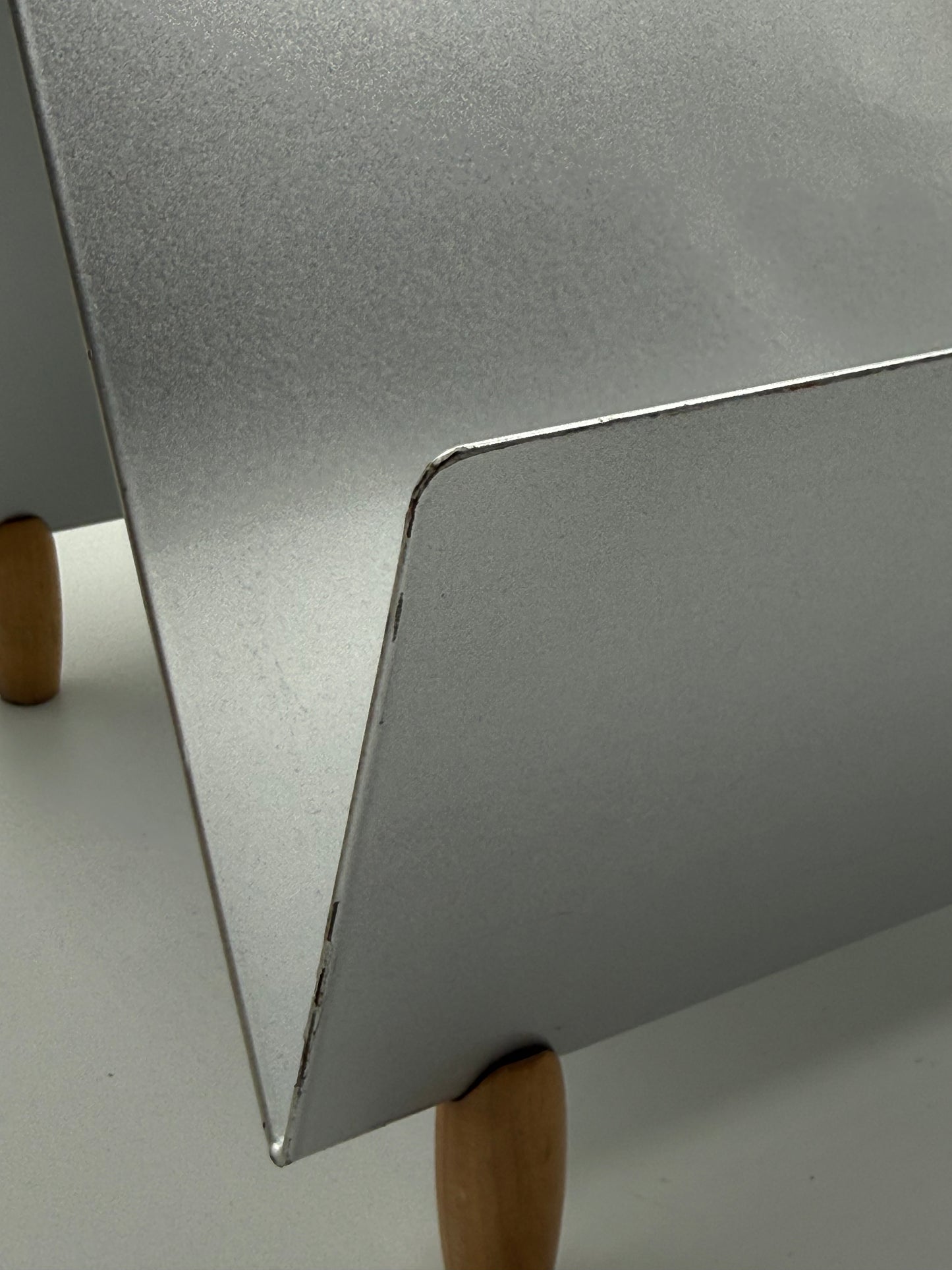 Vintage Modernist Metal & Wood Magazine Rack