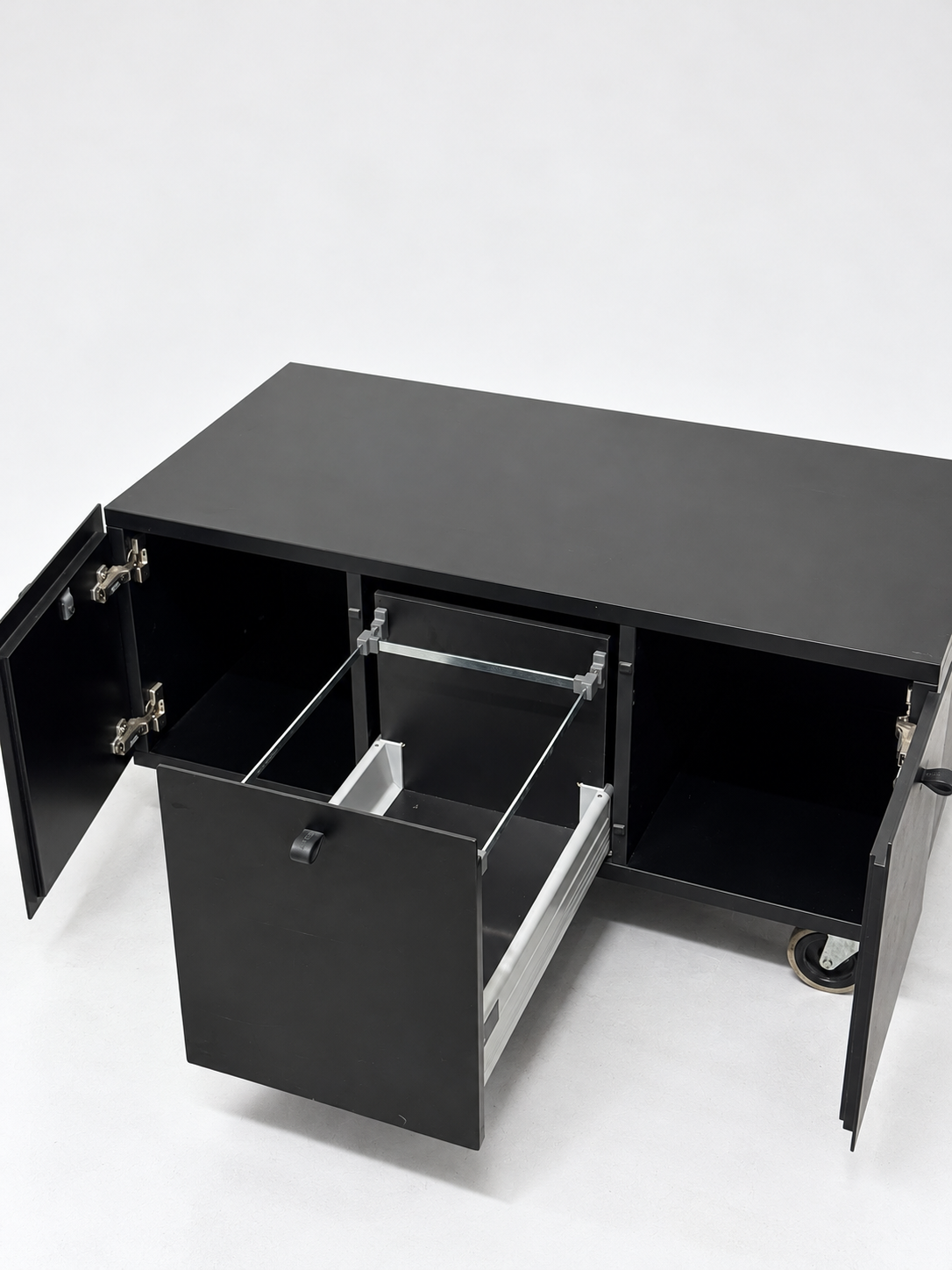 Bulo cabinet open, with hanging file drawer