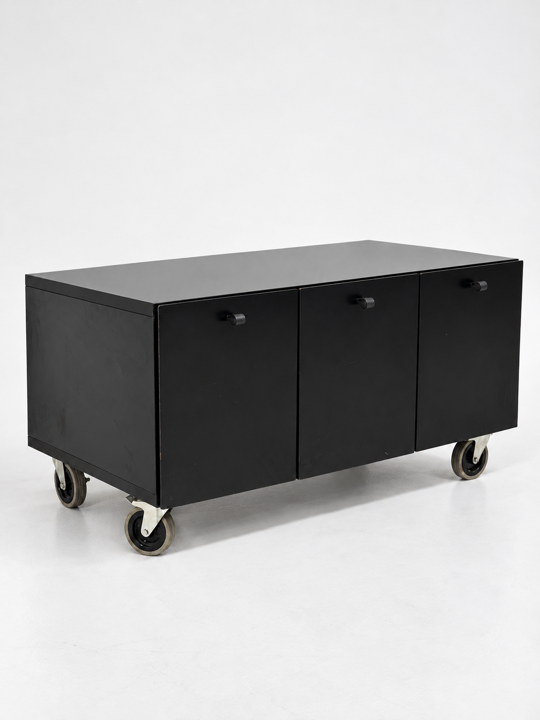Bulo black rolling cabinet, other side view